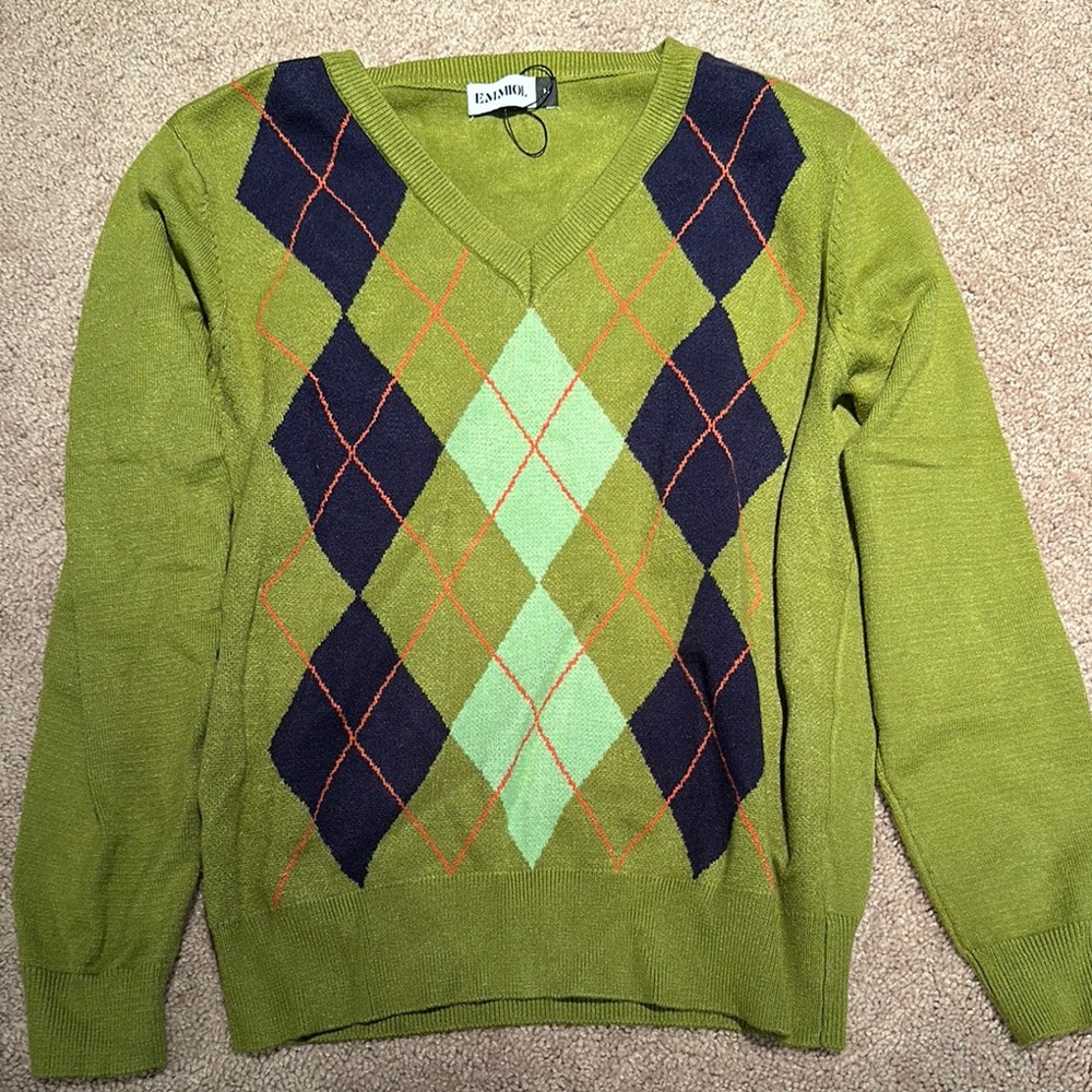 Green Argyle Women’s Sweater